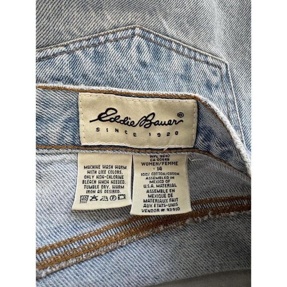 Eddie Bauer Taper Baggy Jeans Womens Size 14 Light Wash Faded Hiking Mom 90s Y2K - Picture 9 of 9